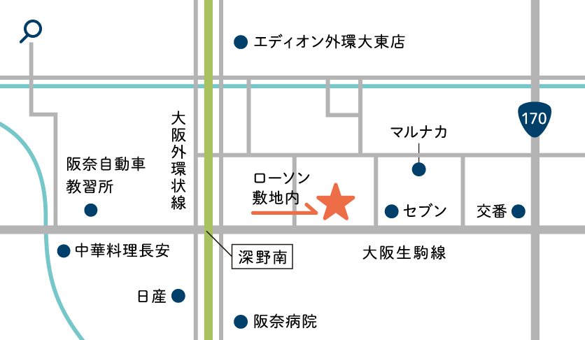 スノーランドリー 大東寺川店の周辺地図